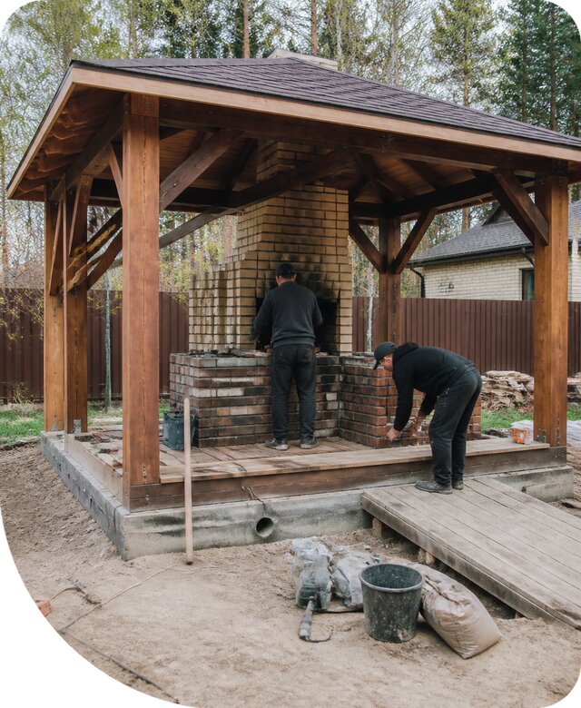 Строительство беседки с барбекю под ключ в Ялте на участке